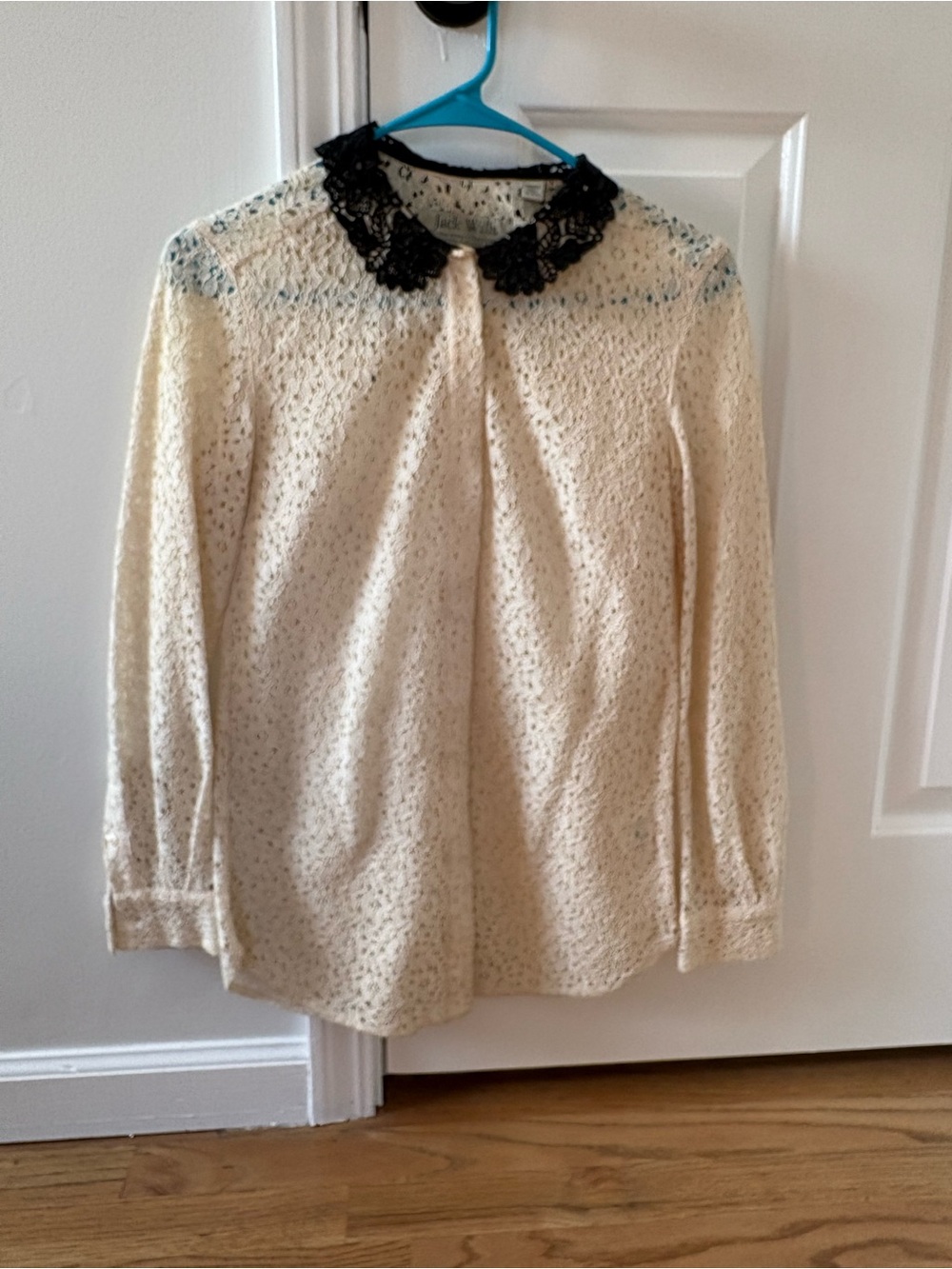 Jack Wills Lace Blouse with Black Lace Peter Pan Collar